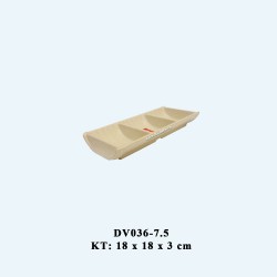 DV036-7.5 Dĩa Tương Nhám 3 Ngăn 7.5 (Nâu Đá) -  SPW