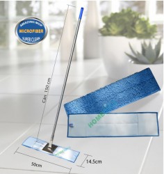 Cây Lau Inox 50Cm; Tấm Lau Xoắn Ngắn, Viền Poly, Cotton - Hi-024 - HOMEINNO