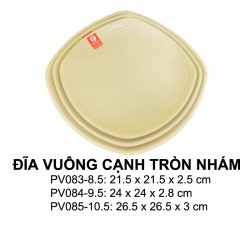 Pv084-9.5 Dĩa Vuông Nhám 9.5 inch  (Nâu Đá) - Spw