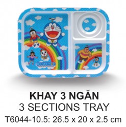 T6044-10.5 Dĩa phần 3 ngăn 10.5 inch (Doraemon) - SPW