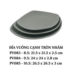 Pv083-8.5 Dĩa Vuông Nhám 8.5 inch(Dark Grey) - Spw