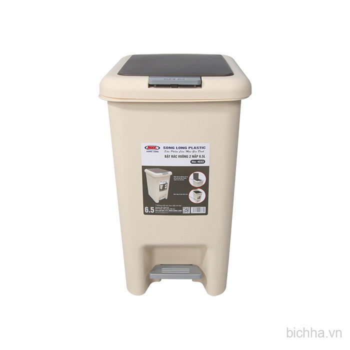 Bật Rác Vuông 2 Nắp 6.5L 4033 - SL