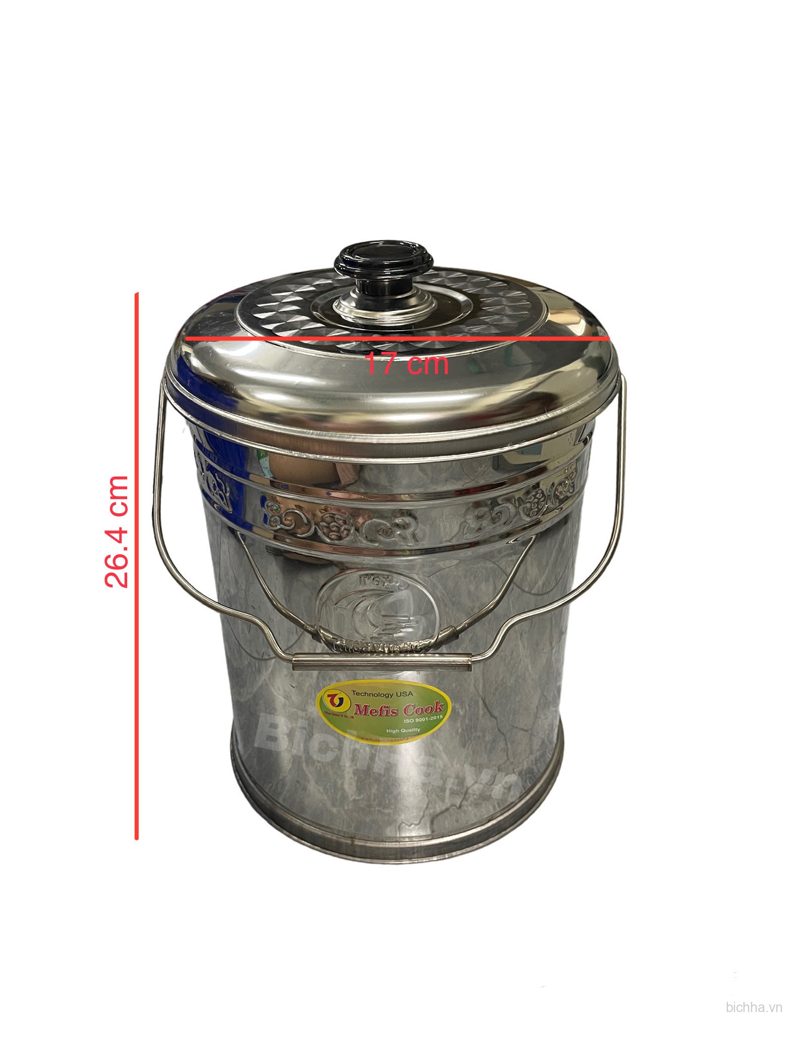 Xô Inox Có Quai Xách Và Nắp Trung 14L - NH